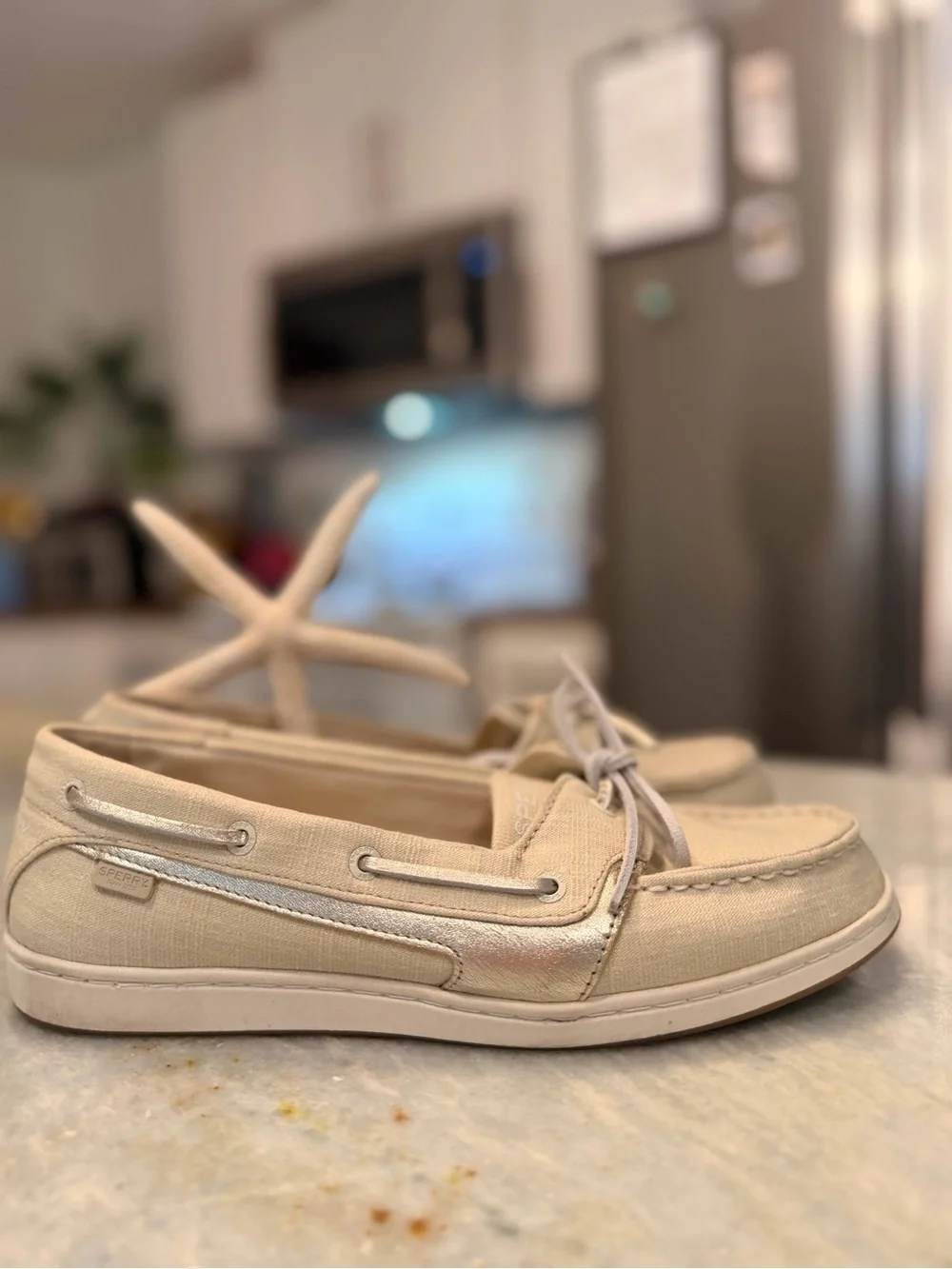 Sperry Canvas Boat Shoes in Light Ivory